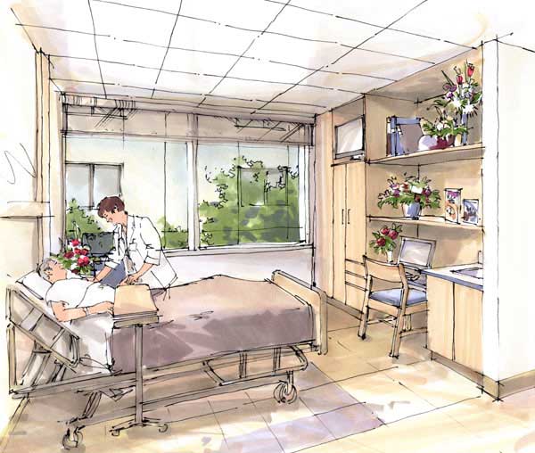 Rendering - Patient Room concept drawing